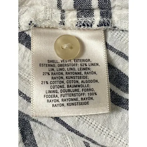 Maeve White/Gray Striped Linen Blend Sleeveless Hi Lo Dress Women's Size Small - Picture 6 of 6